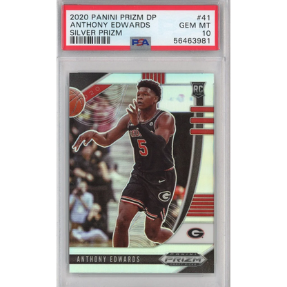 Graded PSA 10 Gem Mint 2020 Panini Prizm Anthony Edwards Silver Rookie Card