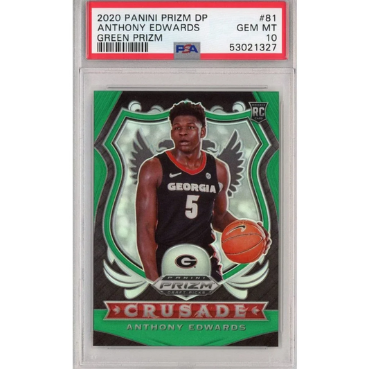 Graded 2020-21 Panini Prizm DP Draft Picks Anthony Edwards #81 Green Rookie RC Basketball Card PSA 10 Gem Mint | Hall of Fame Sports Memorabilia | vintageantiquesgifts.com