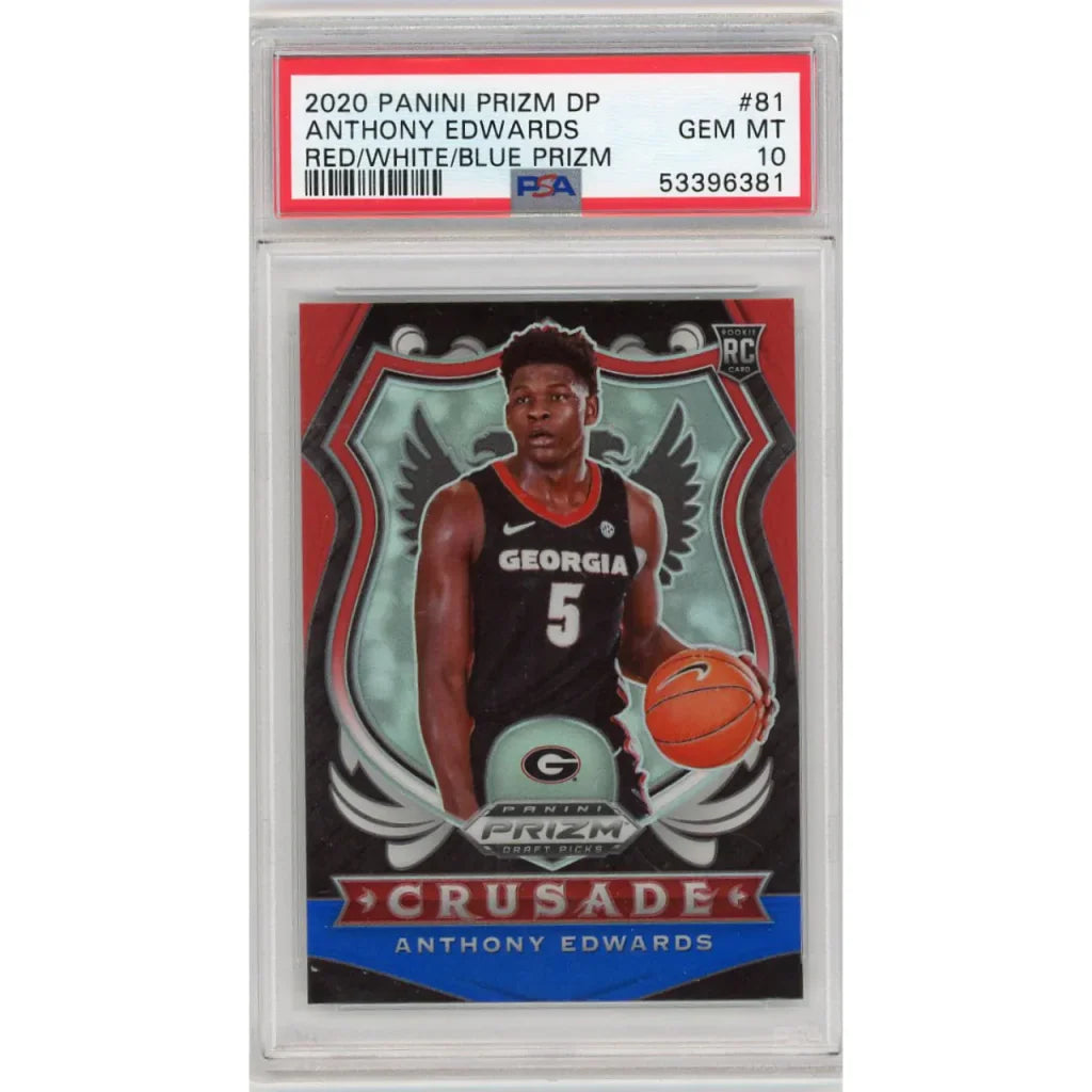 Graded 2020-21 Panini Prizm DP Draft Picks Anthony Edwards #81 Red White Blue Prizm Rookie RC Basketball Card PSA 10 Gem Mint | Hall of Fame Sports Memorabilia | vintageantiquesgifts.com