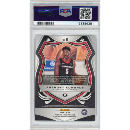 Graded 2020-21 Panini Prizm DP Draft Picks Anthony Edwards #81 Red White Blue Prizm Rookie RC Basketball Card PSA 10 Gem Mint | PSA 10 Gem Mint Graded Rookie Card | vintageantiquesgifts.com