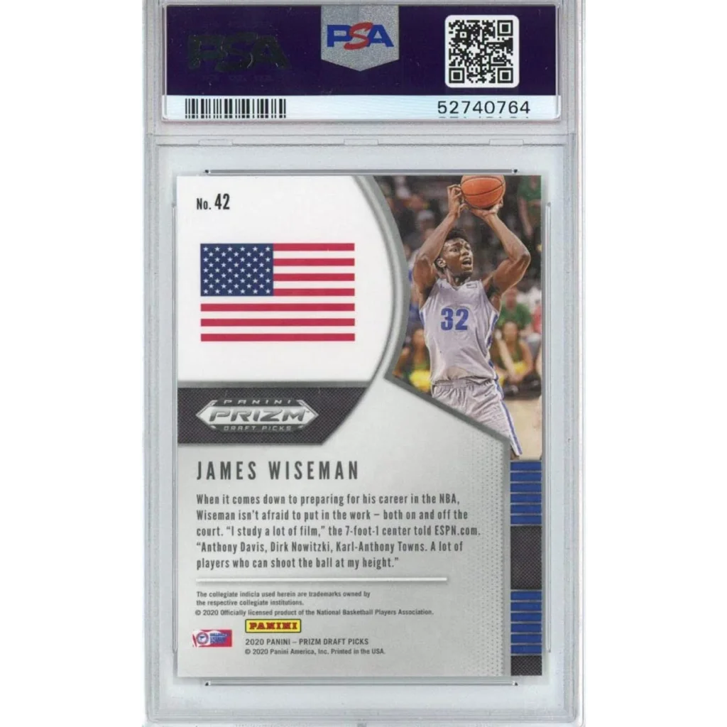 Graded James Wiseman 2020 Panini Prizm Rookie Card basketball trading card