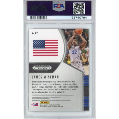 Graded James Wiseman 2020 Panini Prizm Rookie Card basketball trading card
