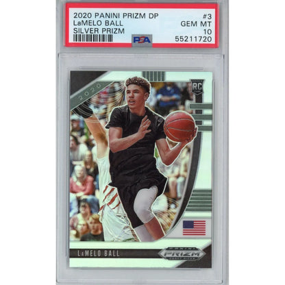 Graded PSA 10 Gem Mint 2020 Panini Prizm LaMelo Ball Silver Rookie Card