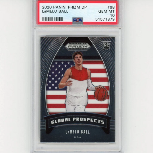LaMelo Ball PSA 10 Gem Mint Prizm Rookie Card basketball trading card image