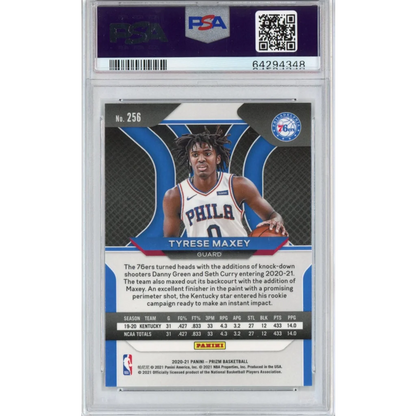 Graded 2020-21 Panini Prizm Tyrese Maxey #256 Rookie RC Basketball Card PSA 10 Gem Mint | PSA 10 Gem Mint Graded Rookie Card | vintageantiquesgifts.com
