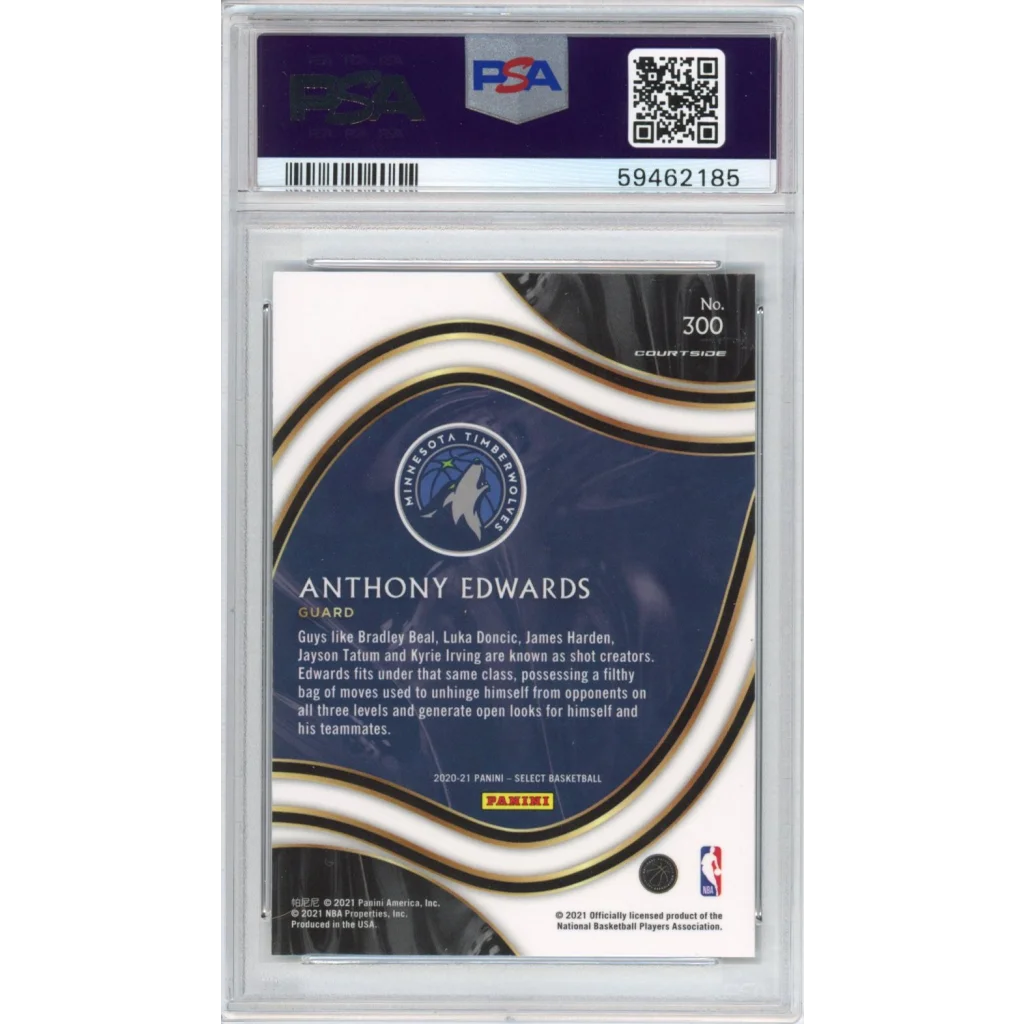 Graded 2020-21 Panini Select Anthony Edwards #300 Blue Retail Rookie RC Basketball Card PSA 10 Gem Mint | PSA 10 Gem Mint Graded Rookie Card | vintageantiquesgifts.com