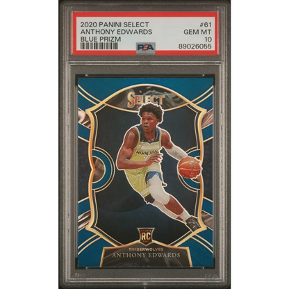 Graded PSA 10 2020-21 Panini Select Anthony Edwards Blue Prizm Rookie Card