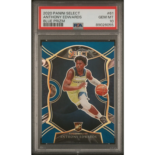 Graded 2020-21 Panini Select Anthony Edwards #61 Blue Prizm Rookie RC Basketball Card PSA 10 Gem Mint | Hall of Fame Sports Memorabilia | vintageantiquesgifts.com