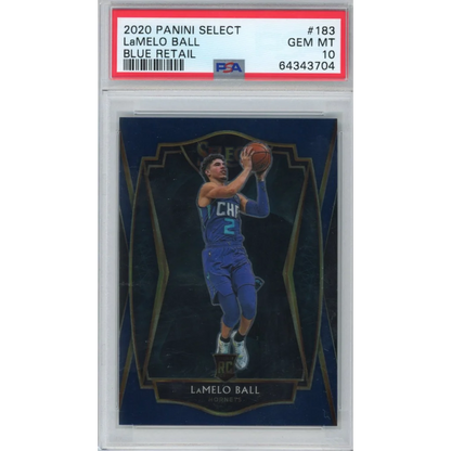 PSA 10 graded 2020 Panini Select LaMelo Ball Blue Rookie Card Gem Mint