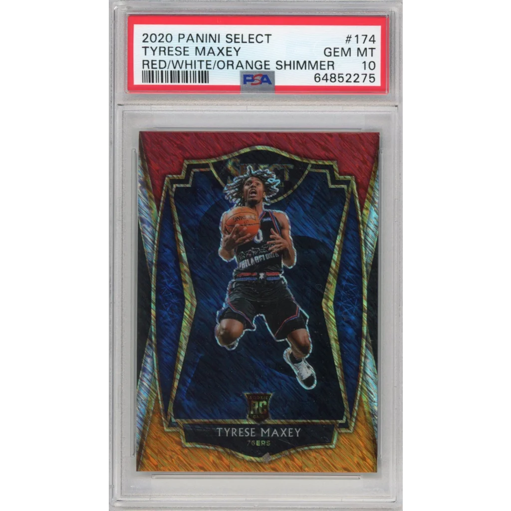 Graded PSA 10 2020-21 Panini Select Tyrese Maxey #174 Rookie RC Shimmer Card