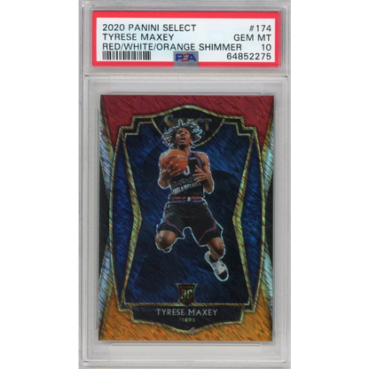 Graded PSA 10 2020-21 Panini Select Tyrese Maxey #174 Rookie RC Shimmer Card