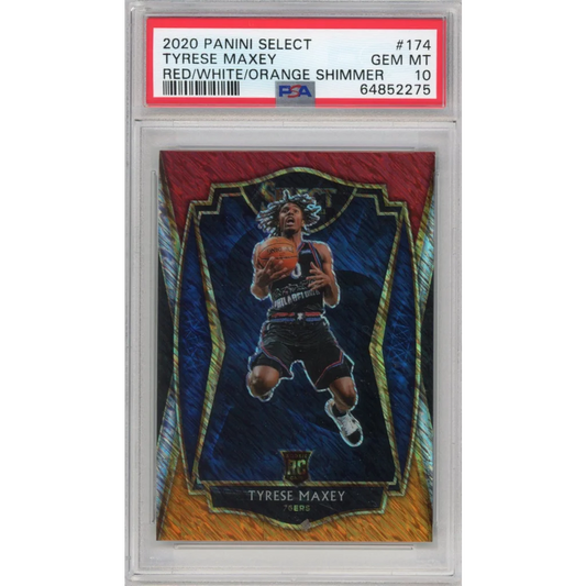 Graded PSA 10 2020-21 Panini Select Tyrese Maxey #174 Rookie RC Shimmer Card