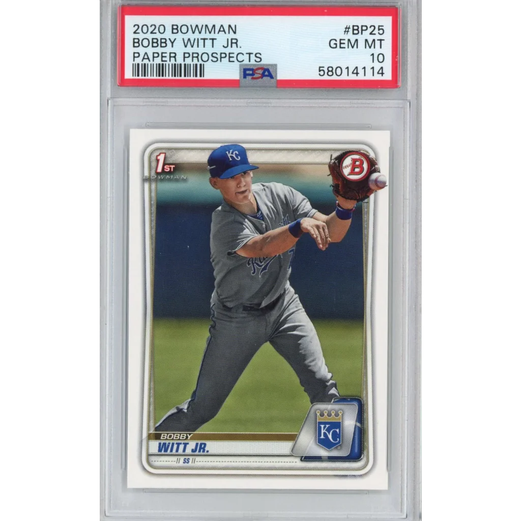 Graded 2020 Bowman Paper Prospects Bobby Witt Jr. #BP25 Rookie RC Baseball Card PSA 10 Gem Mint | Hall of Fame Sports Memorabilia | vintageantiquesgifts.com