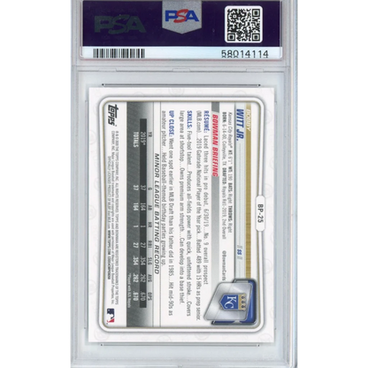 Graded 2020 Bowman Paper Prospects Bobby Witt Jr. #BP25 Rookie RC Baseball Card PSA 10 Gem Mint | PSA 10 Gem Mint Graded Rookie Card | vintageantiquesgifts.com