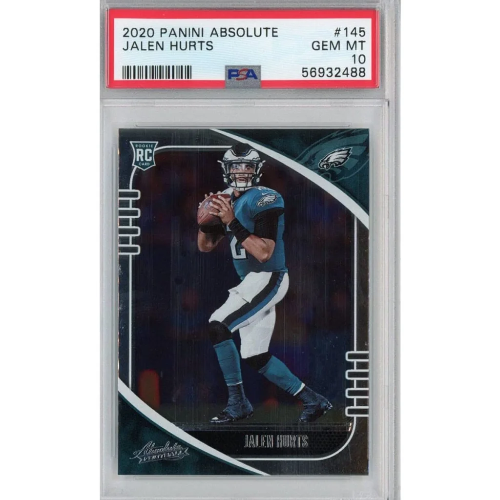 PSA Gem Mint 10 Jalen Hurts 2020 Panini Absolute Rookie Card football card