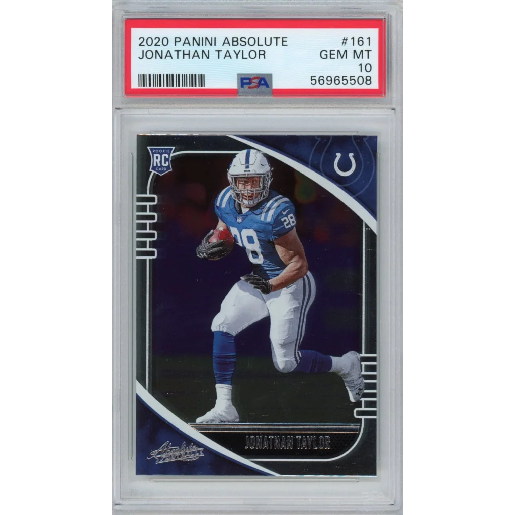 PSA graded 2020 Panini Absolute Jonathan Taylor rookie football card