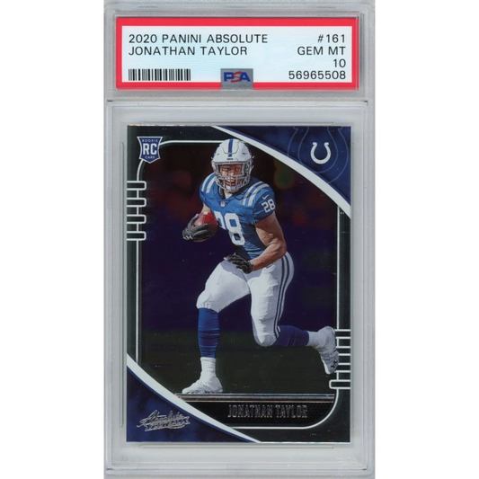 PSA graded 2020 Panini Absolute Jonathan Taylor rookie football card