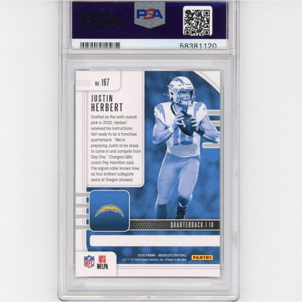 PSA 10 Graded 2020 Panini Absolute Justin Herbert Rookie RC Card