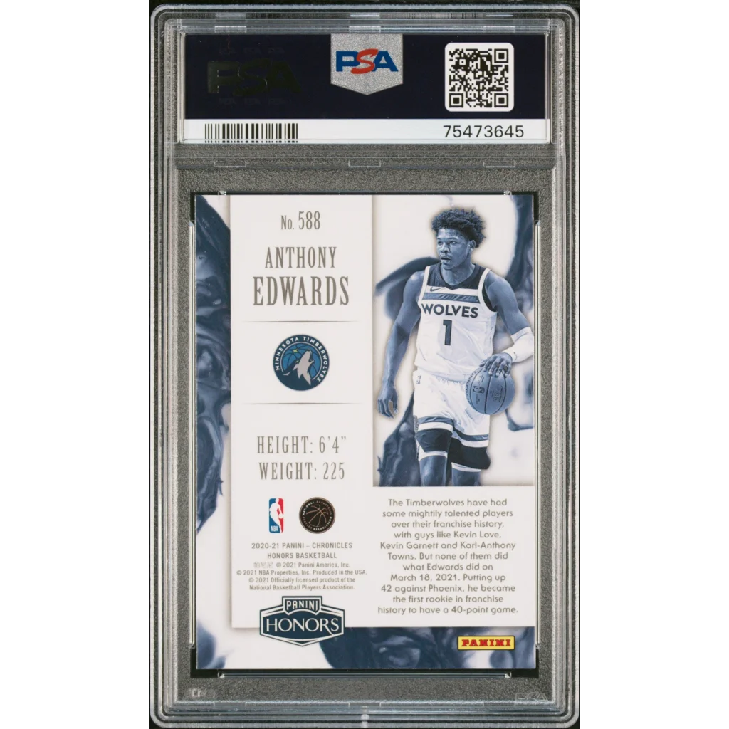 Graded 2020 Panini Chronicles Anthony Edwards #588 Rookie RC Basketball Card PSA 10 Gem Mint | PSA 10 Gem Mint Graded Rookie Card | vintageantiquesgifts.com