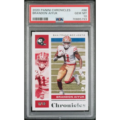 PSA graded Brandon Aiyuk 2020 Panini Chronicles football card for collectors