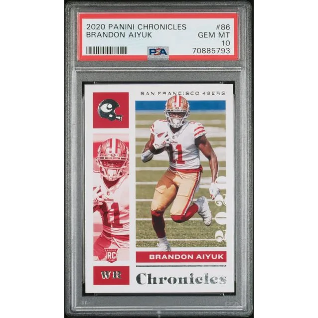 Graded PSA 10 Gem Mint 2020 Panini Chronicles Brandon Aiyuk #86 Rookie Card