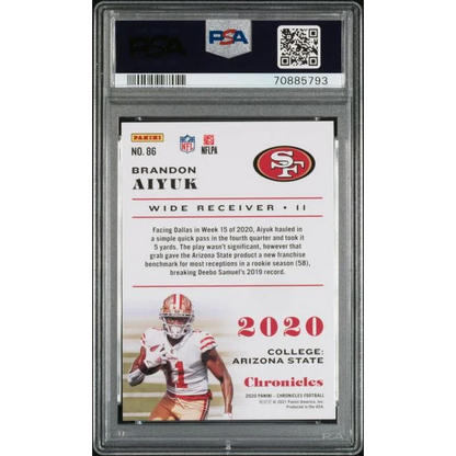 Graded PSA 10 2020 Panini Chronicles Brandon Aiyuk #86 Rookie RC Card