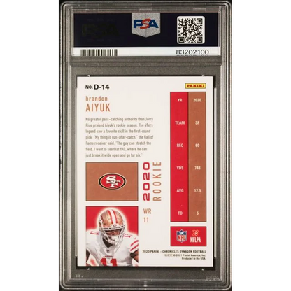 Graded PSA 10 2020 Panini Chronicles Dynasty Brandon Aiyuk Rookie Card