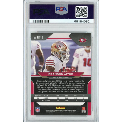 Graded Brandon Aiyuk Prizm Black Rookie Card GEM MT 10 PSA football trading card