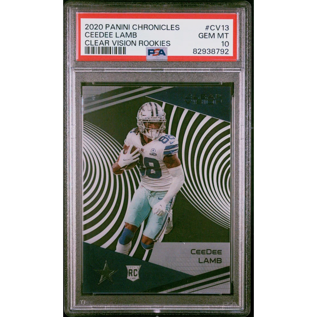 Graded 2020 Panini Chronicles CeeDee Lamb #CV13 Clear Vision Rookies Rookie RC Football Card PSA 10 Gem Mint