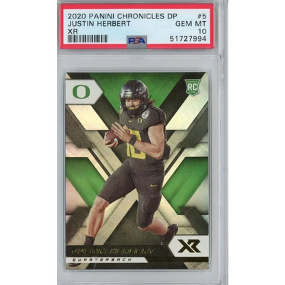 PSA graded Justin Herbert rookie football card displayed in product listing