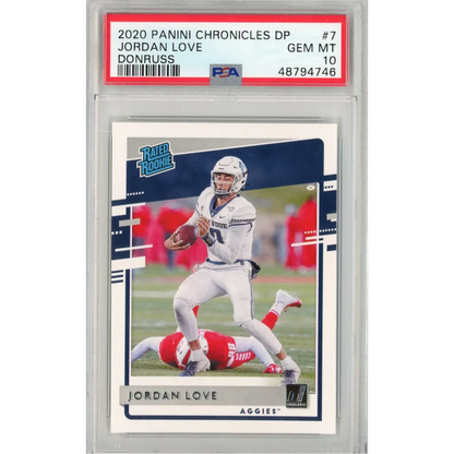 Graded 2020 Panini Chronicles DP Jordan Love #7 Donruss Rookie RC Football Card PSA 10 Gem Mint | Hall of Fame Sports Memorabilia | vintageantiquesgifts.com
