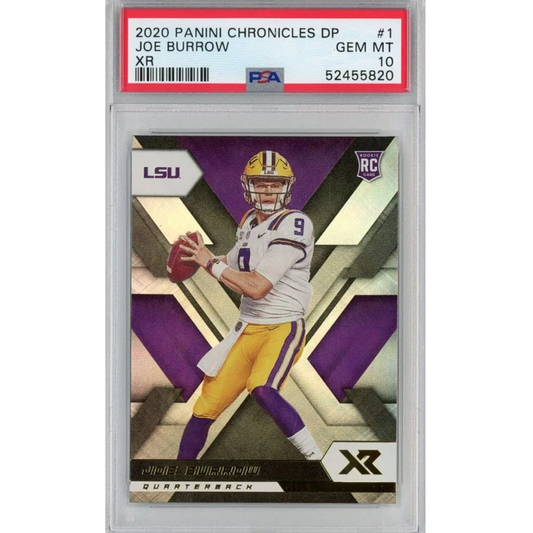 Graded 2020 Panini Chronicles Draft Picks Joe Burrow #1 XR Rookie RC Football Card PSA 10 Gem Mint | Hall of Fame Sports Memorabilia | vintageantiquesgifts.com