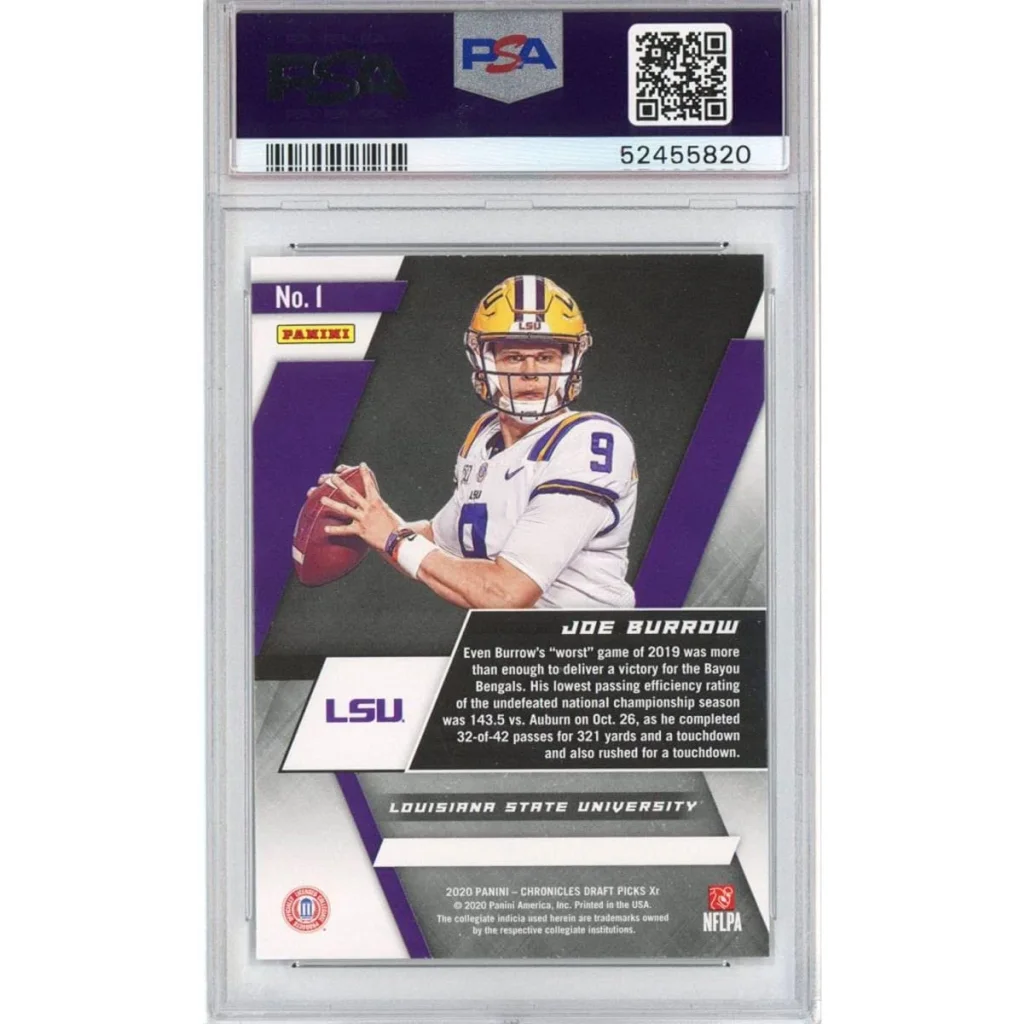 Graded PSA 10 Joe Burrow 2020 Panini Chronicles #1 XR Rookie Card in Slab