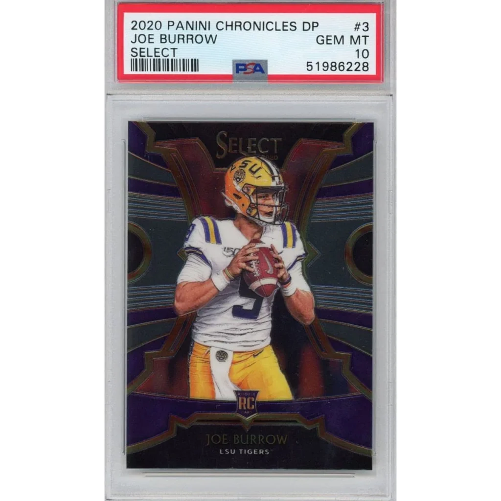Sports card of Joe Burrow LSU rookie from Panini Chronicles Draft Picks set