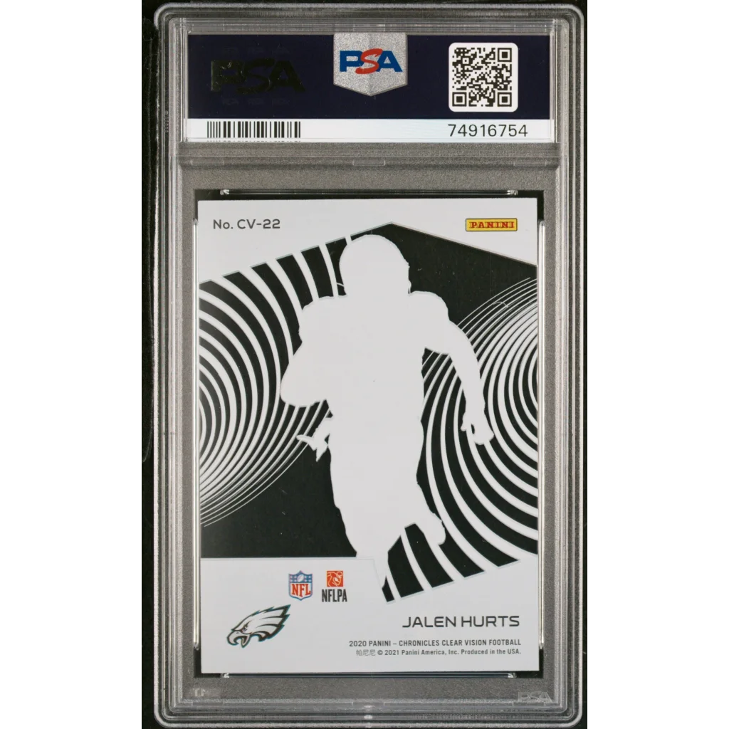 Graded 2020 Panini Chronicles Jalen Hurts #CV22 Clear Vision Rookies Rookie RC Football Card PSA 10 Gem Mint