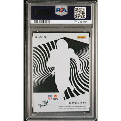 Graded 2020 Panini Chronicles Jalen Hurts #CV22 Clear Vision Rookies Rookie RC Football Card PSA 10 Gem Mint