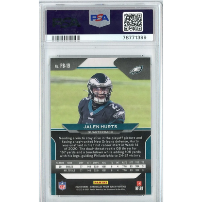 Graded PSA 10 2020 Panini Chronicles Jalen Hurts Prizm Black Rookie Card