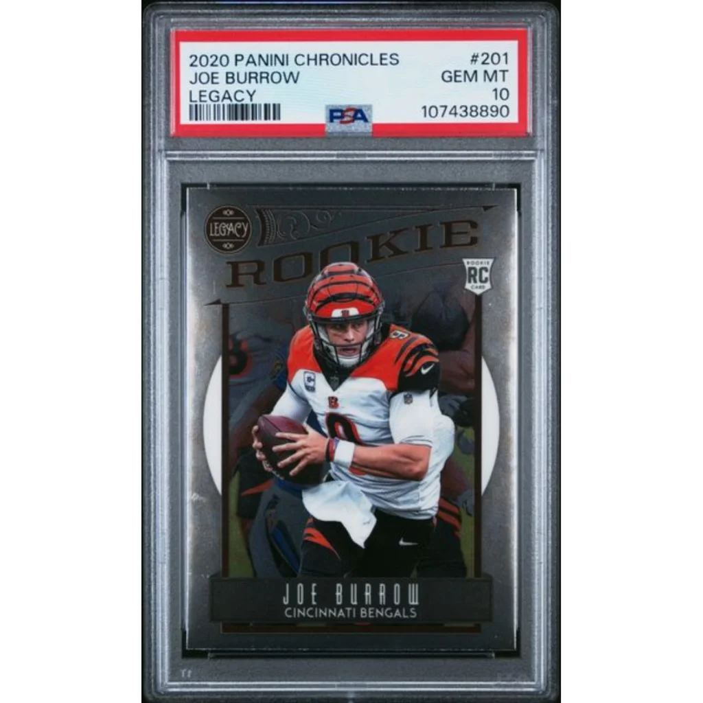 Graded 2020 Panini Chronicles Joe Burrow #201 Legacy Rookie RC Football Card PSA 10 Gem Mint | Hall of Fame Sports Memorabilia | vintageantiquesgifts.com