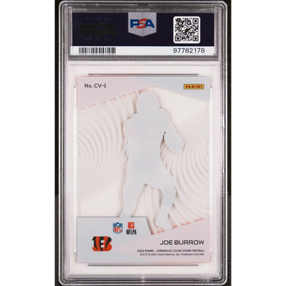 Graded 2020 Panini Chronicles Joe Burrow #CV1 Clear Vision Rookies Rookie RC Football Card PSA 10 Gem Mint | PSA 10 Gem Mint Graded Rookie Card | vintageantiquesgifts.com