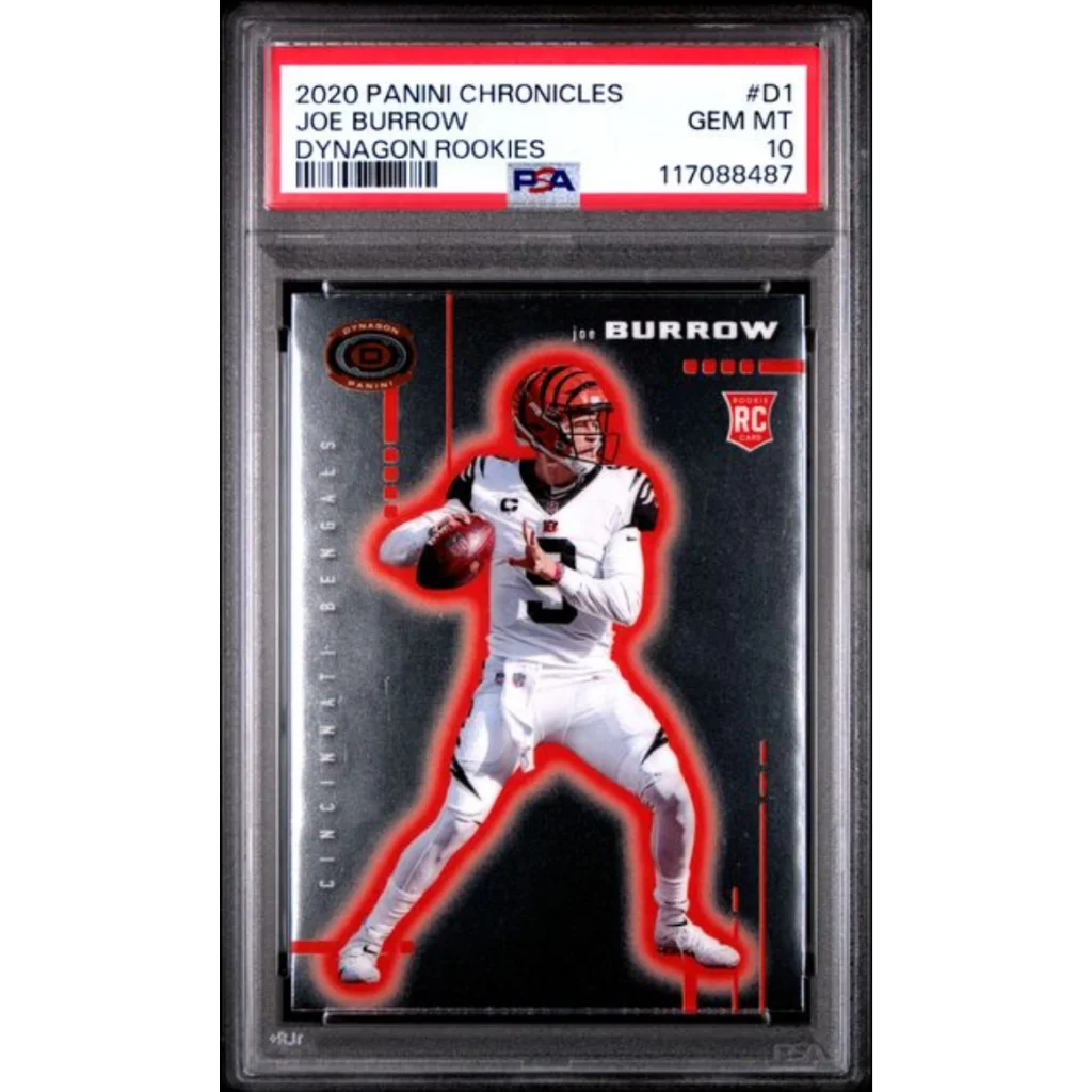 Graded 2020 Panini Chronicles Joe Burrow #D1 Dynagon Rookies Rookie RC Football Card PSA 10 Gem Mint | Hall of Fame Sports Memorabilia | vintageantiquesgifts.com