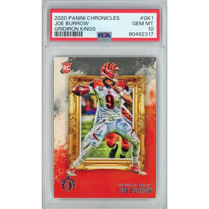 Graded 2020 Panini Chronicles Joe Burrow #GK1 Gridiron Kings Rookie RC Football Card PSA 10 Gem Mint | Hall of Fame Sports Memorabilia | vintageantiquesgifts.com