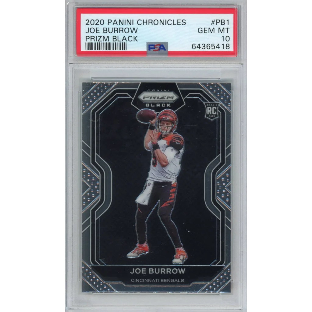 Graded 2020 Panini Chronicles Joe Burrow #PB1 Prizm Black Rookie RC Football Card PSA 10 Gem Mint | Hall of Fame Sports Memorabilia | vintageantiquesgifts.com