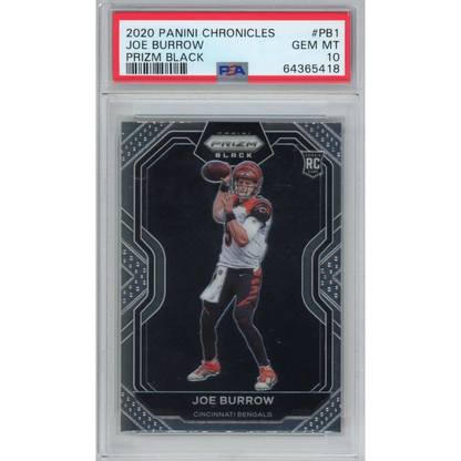 Graded 2020 Panini Chronicles Joe Burrow #PB1 Prizm Black Rookie RC Football Card PSA 10 Gem Mint | Hall of Fame Sports Memorabilia | vintageantiquesgifts.com