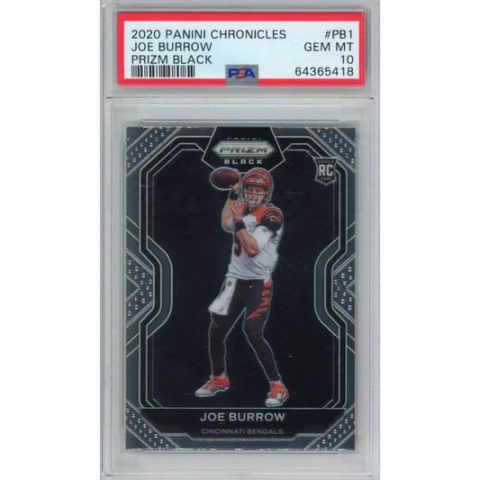Graded 2020 Panini Chronicles Joe Burrow #PB1 Prizm Black Rookie RC Football Card PSA 10 Gem Mint | Hall of Fame Sports Memorabilia | vintageantiquesgifts.com