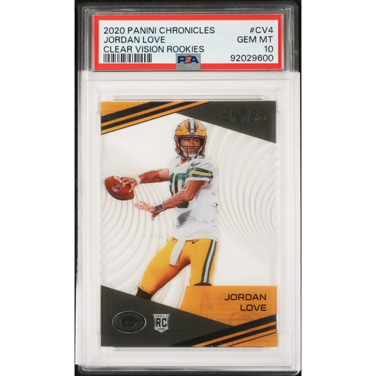 Graded 2020 Panini Chronicles Jordan Love #CV4 Clear Vision Rookies Rookie RC Football Card PSA 10 Gem Mint | Hall of Fame Sports Memorabilia | vintageantiquesgifts.com