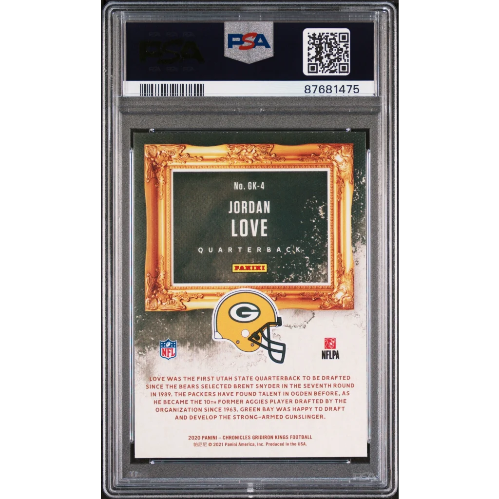 Graded 2020 Panini Chronicles Jordan Love #GK4 Gridiron Kings Rookie RC Football Card PSA 10 Gem Mint | PSA 10 Gem Mint Graded Rookie Card | vintageantiquesgifts.com