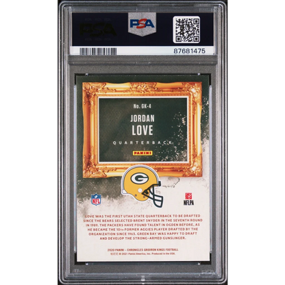 Graded 2020 Panini Chronicles Jordan Love #GK4 Gridiron Kings Rookie RC Football Card PSA 10 Gem Mint | PSA 10 Gem Mint Graded Rookie Card | vintageantiquesgifts.com