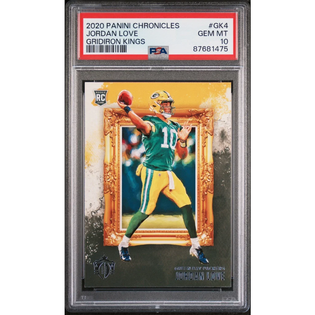 Graded 2020 Panini Chronicles Jordan Love #GK4 Gridiron Kings Rookie RC Football Card PSA 10 Gem Mint | Hall of Fame Sports Memorabilia | vintageantiquesgifts.com