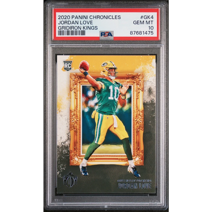 Graded 2020 Panini Chronicles Jordan Love #GK4 Gridiron Kings Rookie RC Football Card PSA 10 Gem Mint | Hall of Fame Sports Memorabilia | vintageantiquesgifts.com