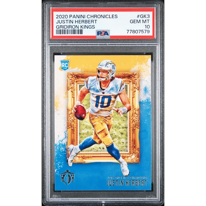 Graded 2020 Panini Chronicles Justin Herbert #GK3 Gridiron Kings Rookie RC Football Card PSA 10 Gem Mint | Hall of Fame Sports Memorabilia | vintageantiquesgifts.com